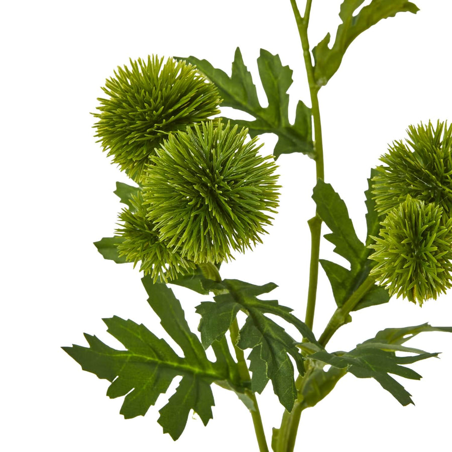 Lifelike green globe thistle spray faux floral arrangement for home decor by Sostter at brixbailey.com