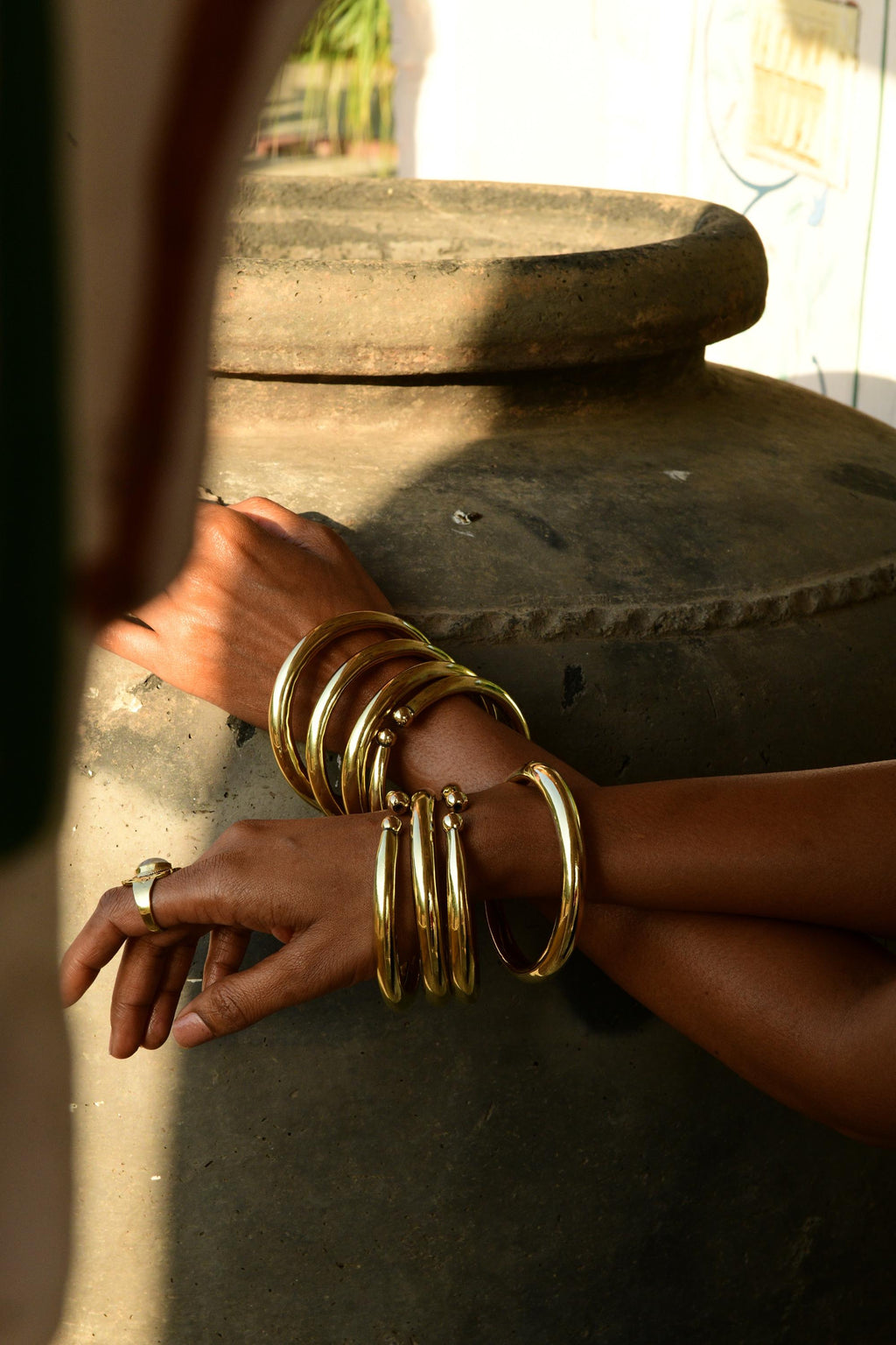 Bold Boho Brass Bangles - Classic wide bangles.