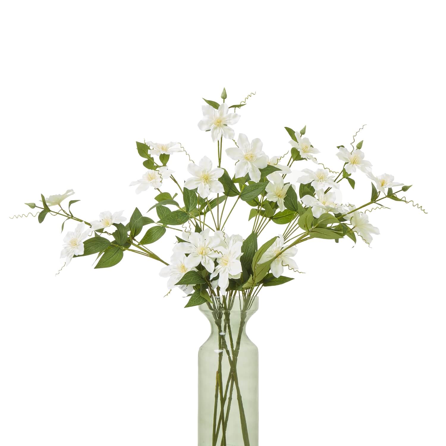Cream Pearl Clematis Spray floral arrangement with lifelike white blooms and pearl accents for home decor by Sostter at brixbailey.com