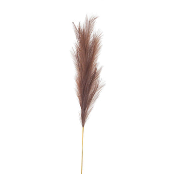 Lifelike taupe artificial pampas grass stem, 120cm tall with feathery plume, perfect for modern home decor by Sostter at brixbailey.com