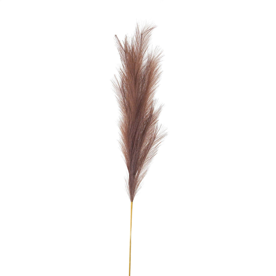 Lifelike taupe artificial pampas grass stem, 120cm tall with feathery plume, perfect for modern home decor by Sostter at brixbailey.com