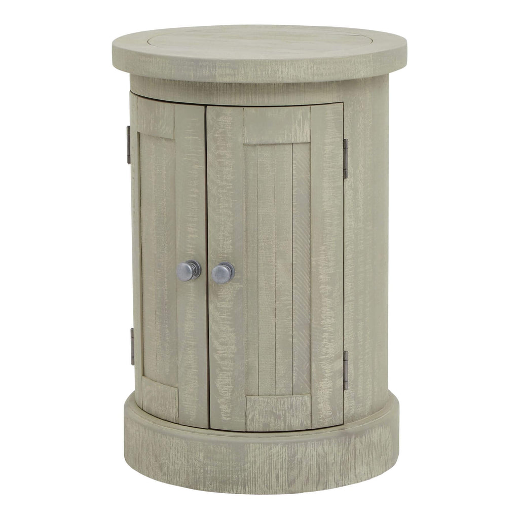 Handcrafted grey pine cupboard with weathered patina, compact 50x50cm size, solid wood storage for bedrooms or entryways. by Sostter at brixbailey.com