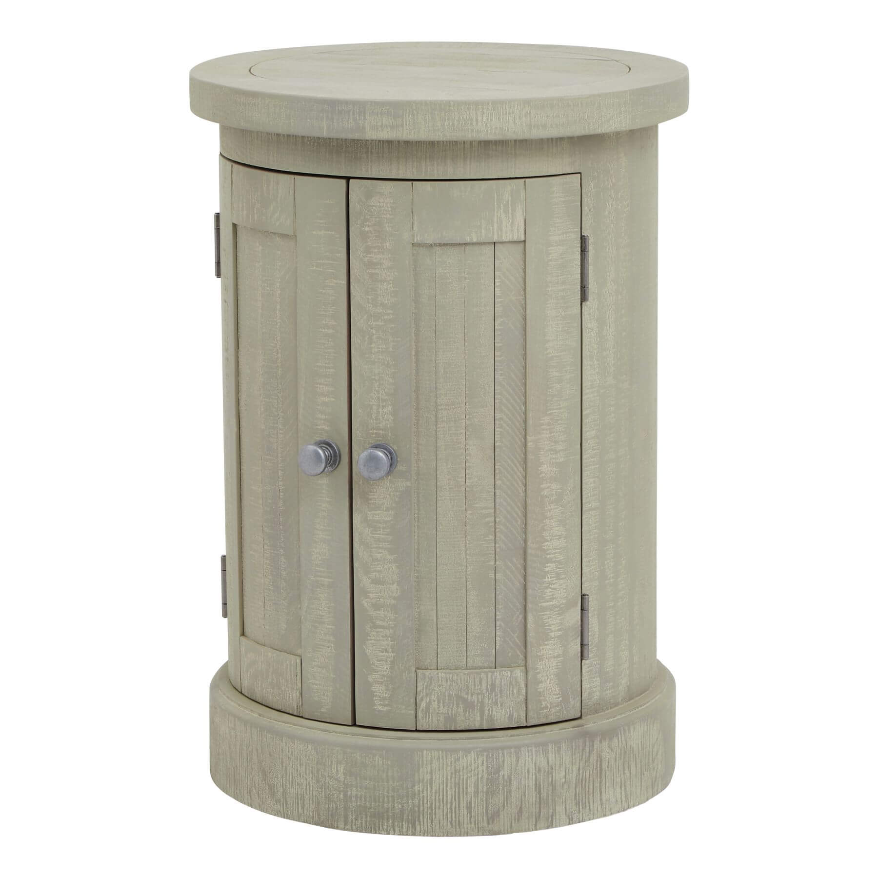 Handcrafted grey pine cupboard with weathered patina, compact 50x50cm size, solid wood storage for bedrooms or entryways. by Sostter at brixbailey.com