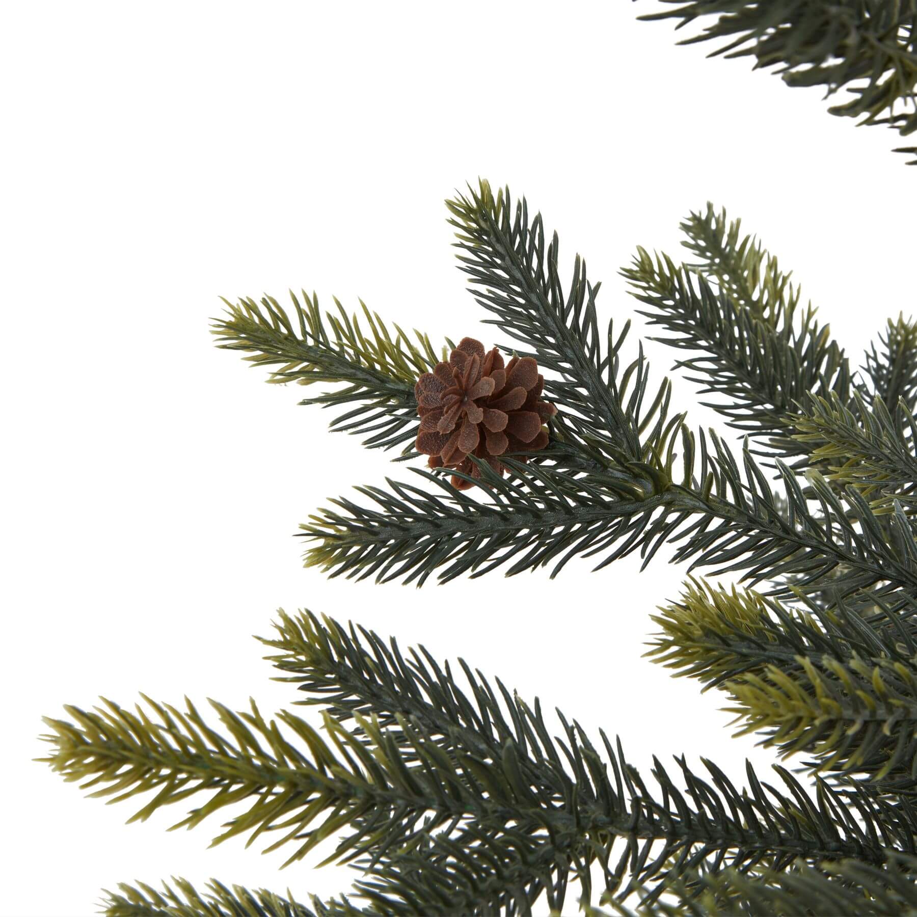 Handcrafted artificial spruce tree arrangement in wicker basket, lush green needles, rustic modern decor for year-round display. by Sostter at brixbailey.com