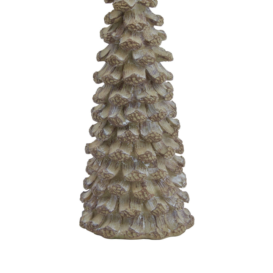 Handcrafted beige cedar-inspired resin tree sculpture with star topper, perfect for winter dÃ©cor. by Sostter at brixbailey.com