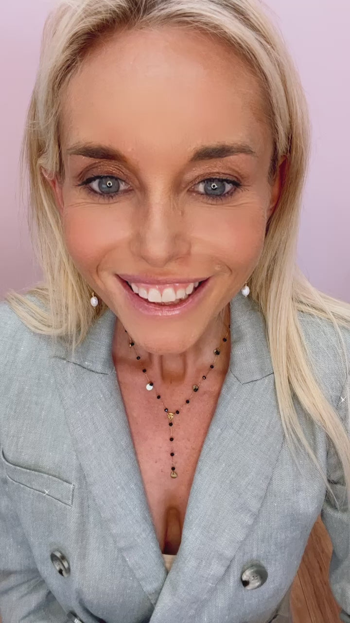 Gold and Black Crystal Drop Necklace