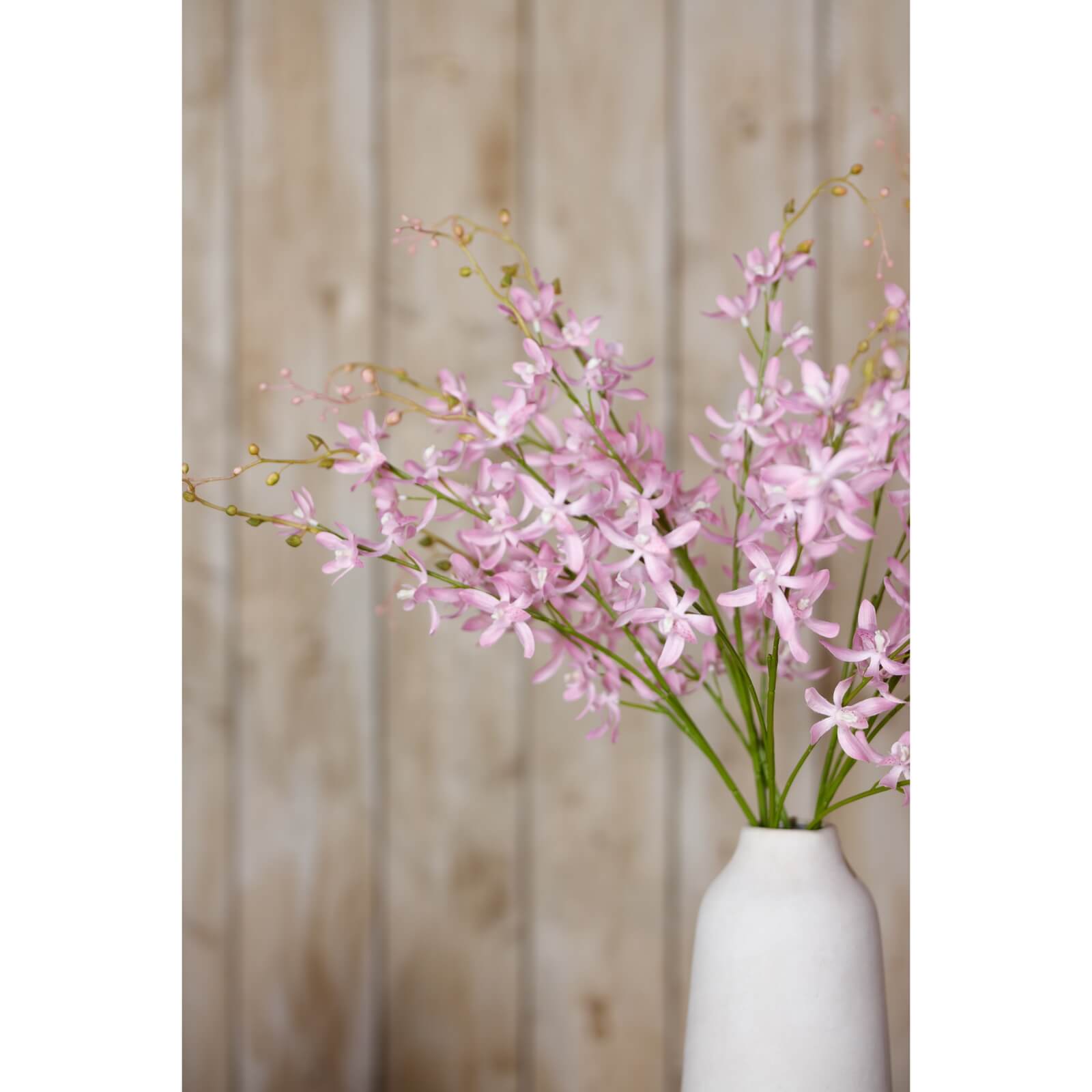 Lilac cymbidium faux orchid spray with lifelike lavender blooms, 95cm tall, for elegant home decor by Sostter at brixbailey.com