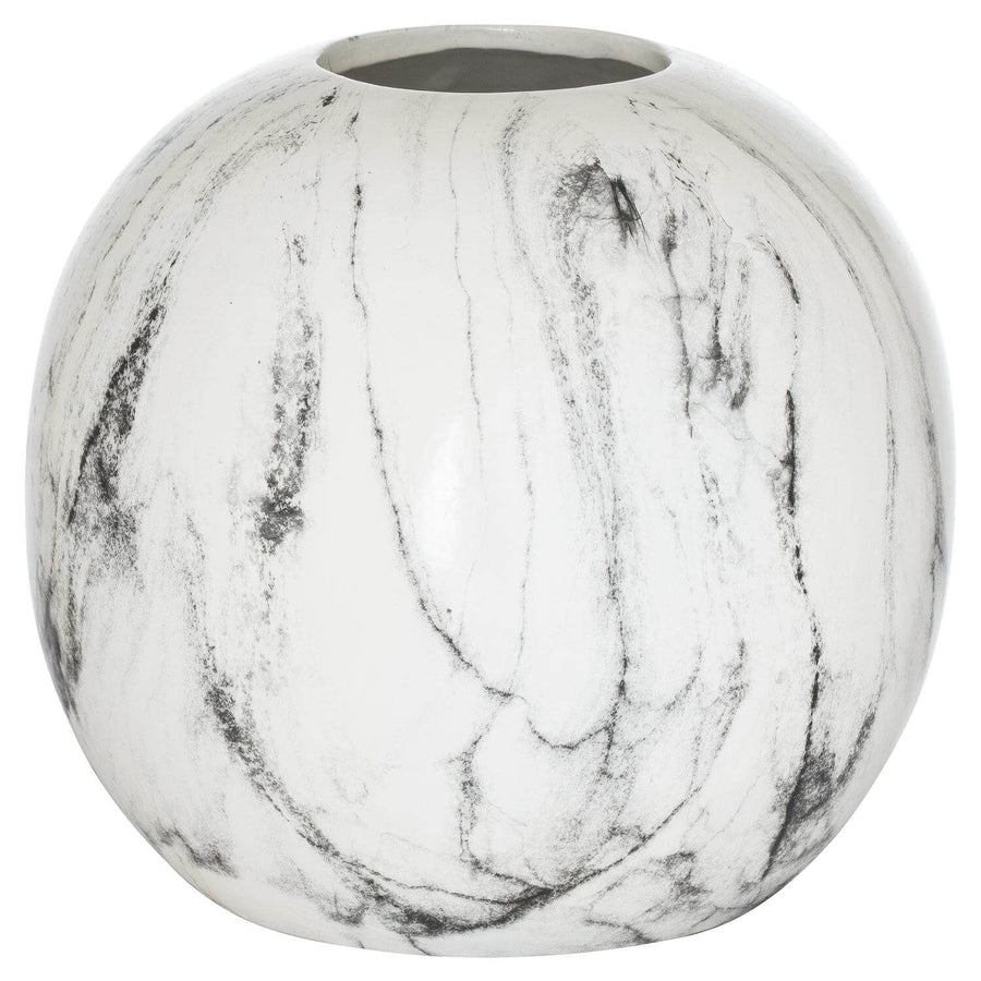 Hand-dipped ceramic vase with white marble veining, modern home decor for floral arrangements, 23cm tall. by Sostter at brixbailey.com
