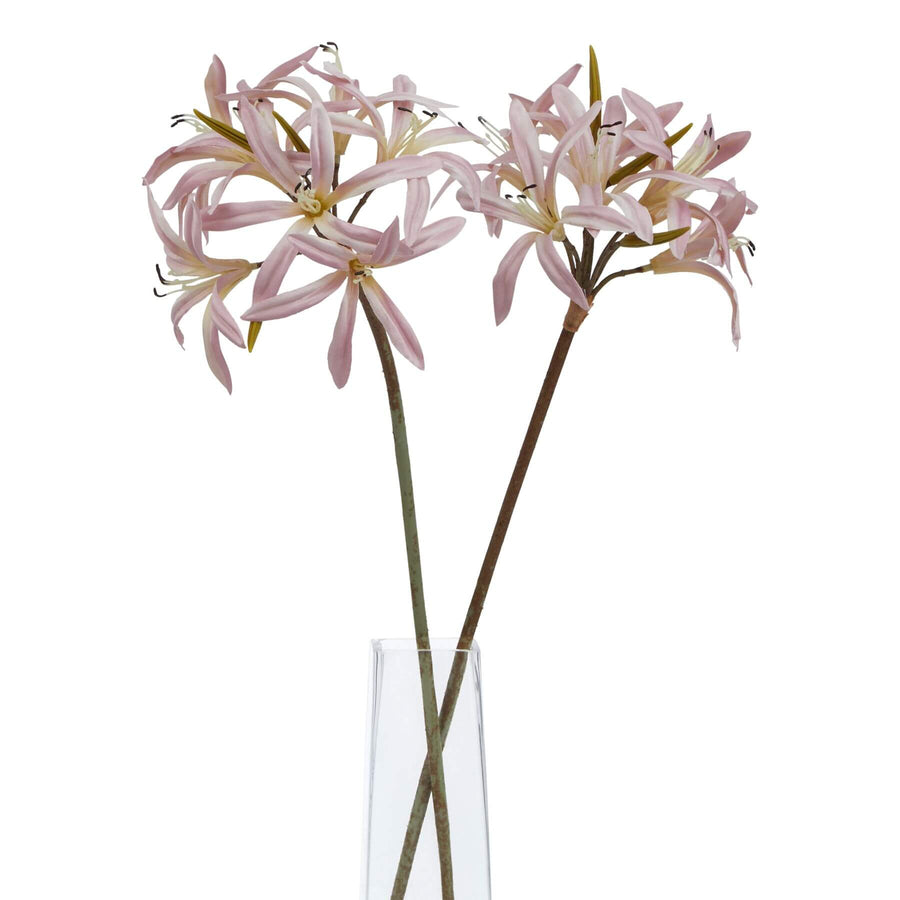 Soft pink artificial lily stem, 61cm tall with ultra-realistic petals, perfect for home decor or floral arrangements by Sostter at brixbailey.com