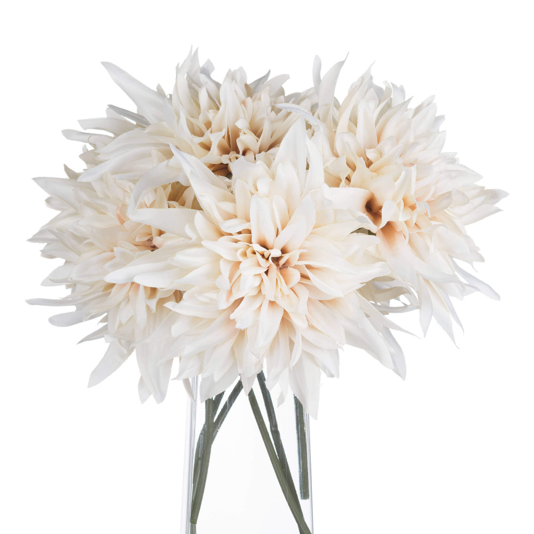 Cream artificial dahlia flower with warm orange tones, lifelike petals, and neutral cafÃ© au lait hues for modern home decor. by Sostter at brixbailey.com