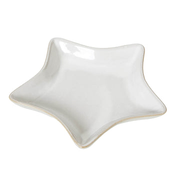 Minimalist white ceramic star dish for home dÃ©cor, handcrafted with smooth edges and luminous finish, 17cm wide. by Sostter at brixbailey.com