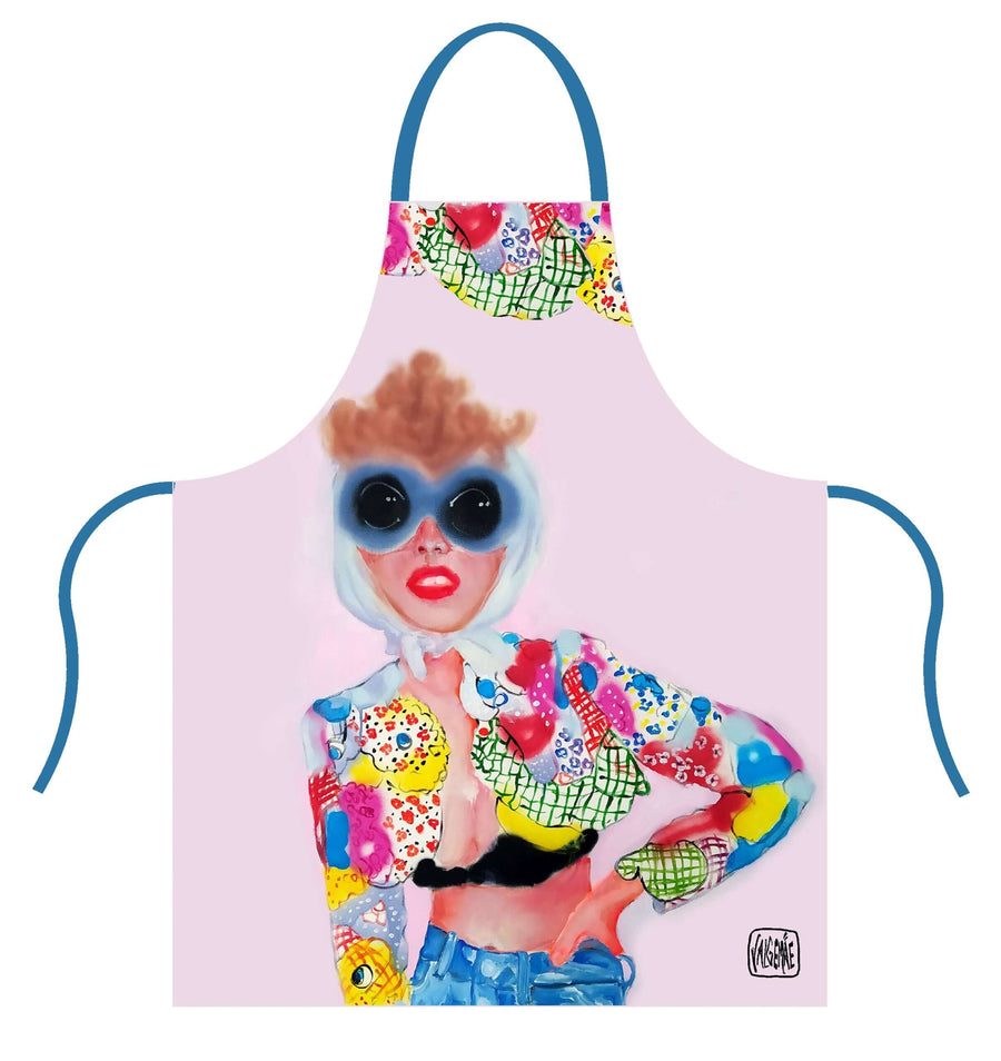 Chic in Moschino Apron – Handmade in Estonia, 100% Polyester by Katrin Valgemäe at brixbailey.com