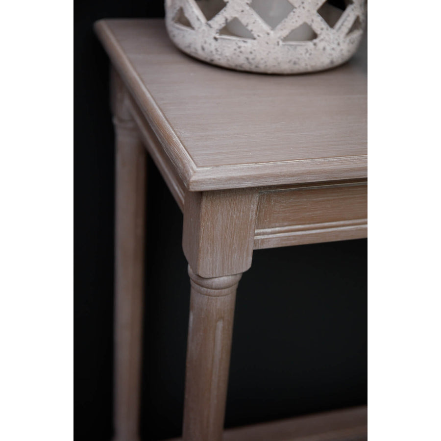 Grey rattan console table with handwoven detailing, 160cm wide, modern wood frame for stylish home decor by Sostter at brixbailey.com