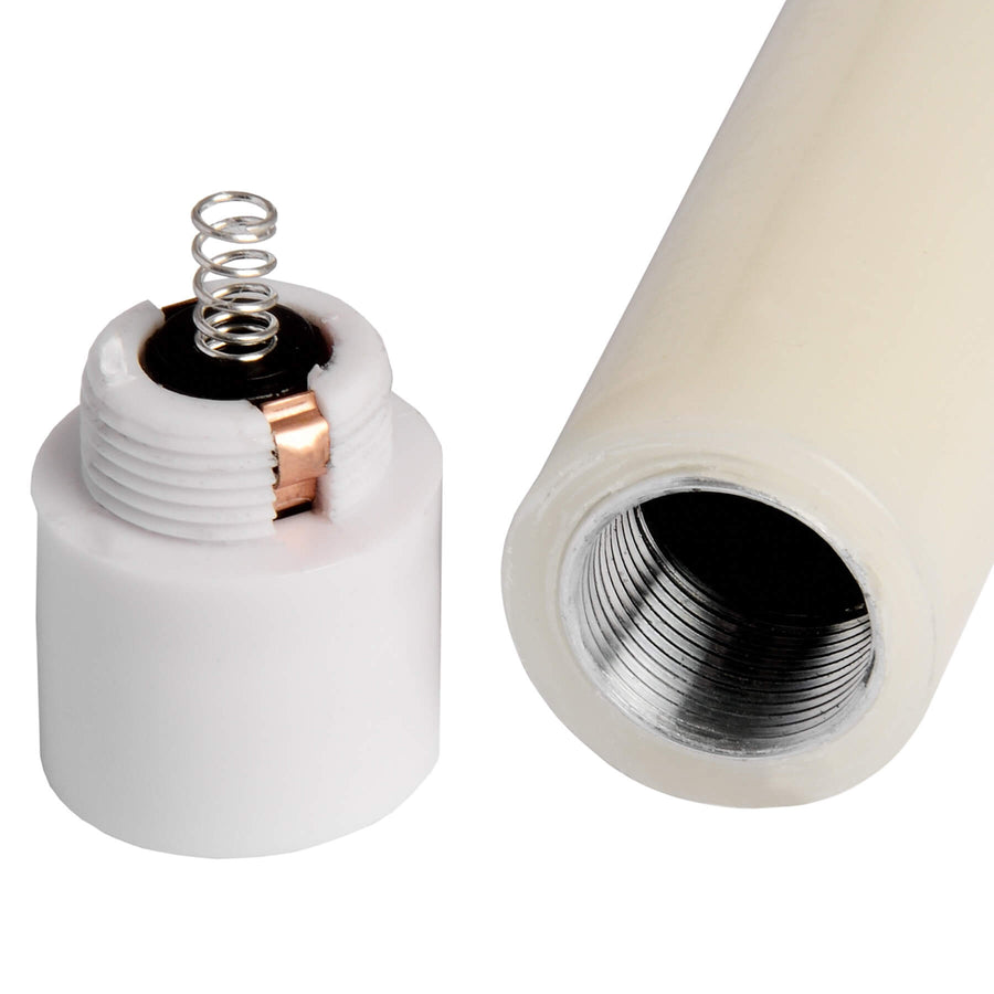 Ivory LED dinner candle with warm white glow, realistic flicker, 25cm height, flameless for elegant table decor by Sostter at brixbailey.com