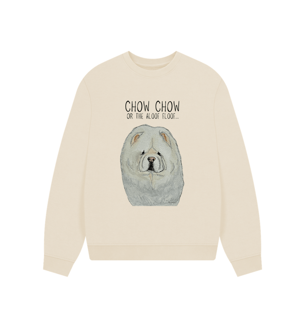 Snuggle Up in Style with the Cream Chow Chow Women's Oversized Sweatshirt – Aloof Floof Approved!