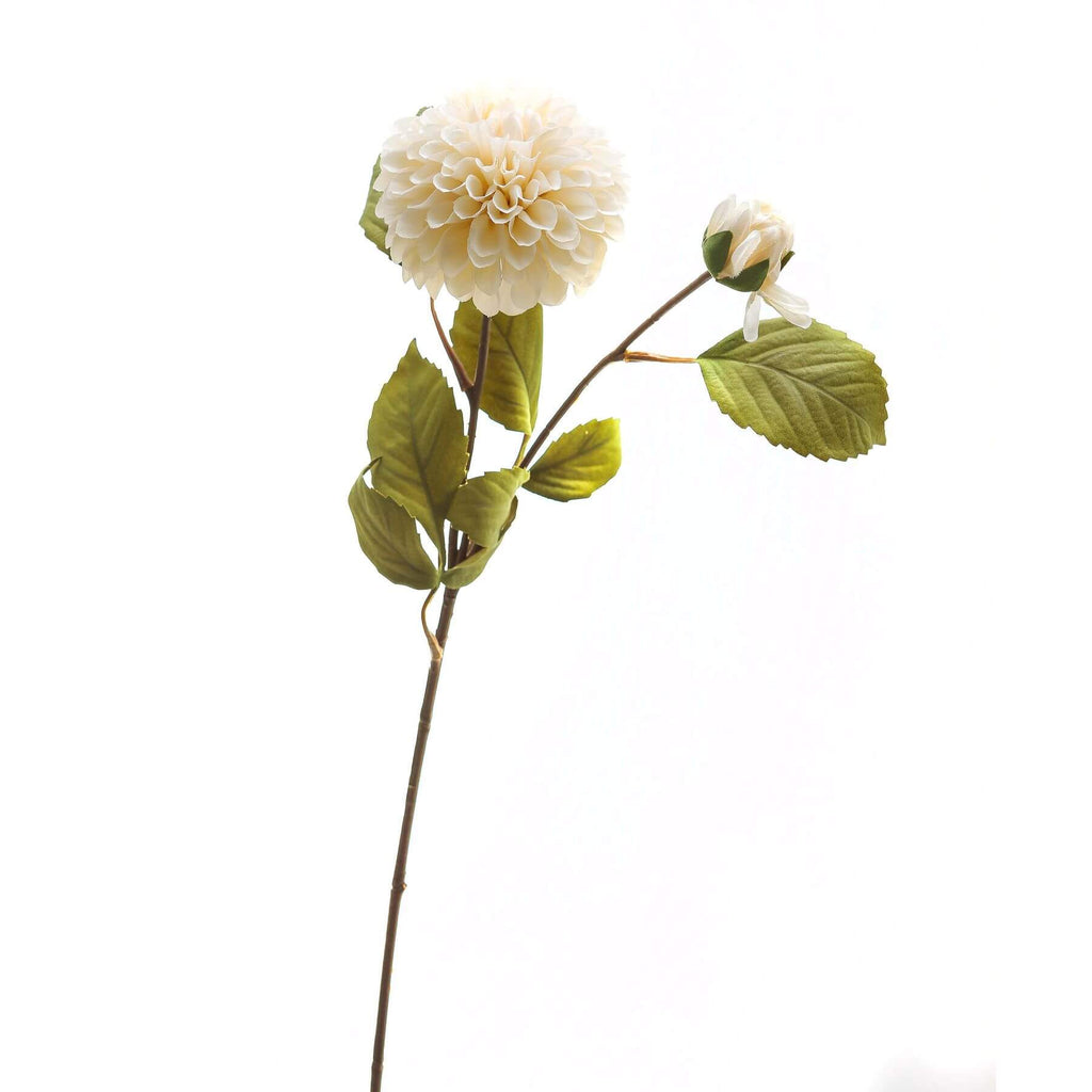 White artificial dahlia stem with lifelike petals, 62 cm tall, perfect for home decor arrangements by Sostter at brixbailey.com