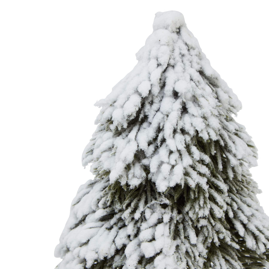 Handcrafted snowy cedar tree sculpture with realistic branches and wood base, perfect for winter decor. by Sostter at brixbailey.com
