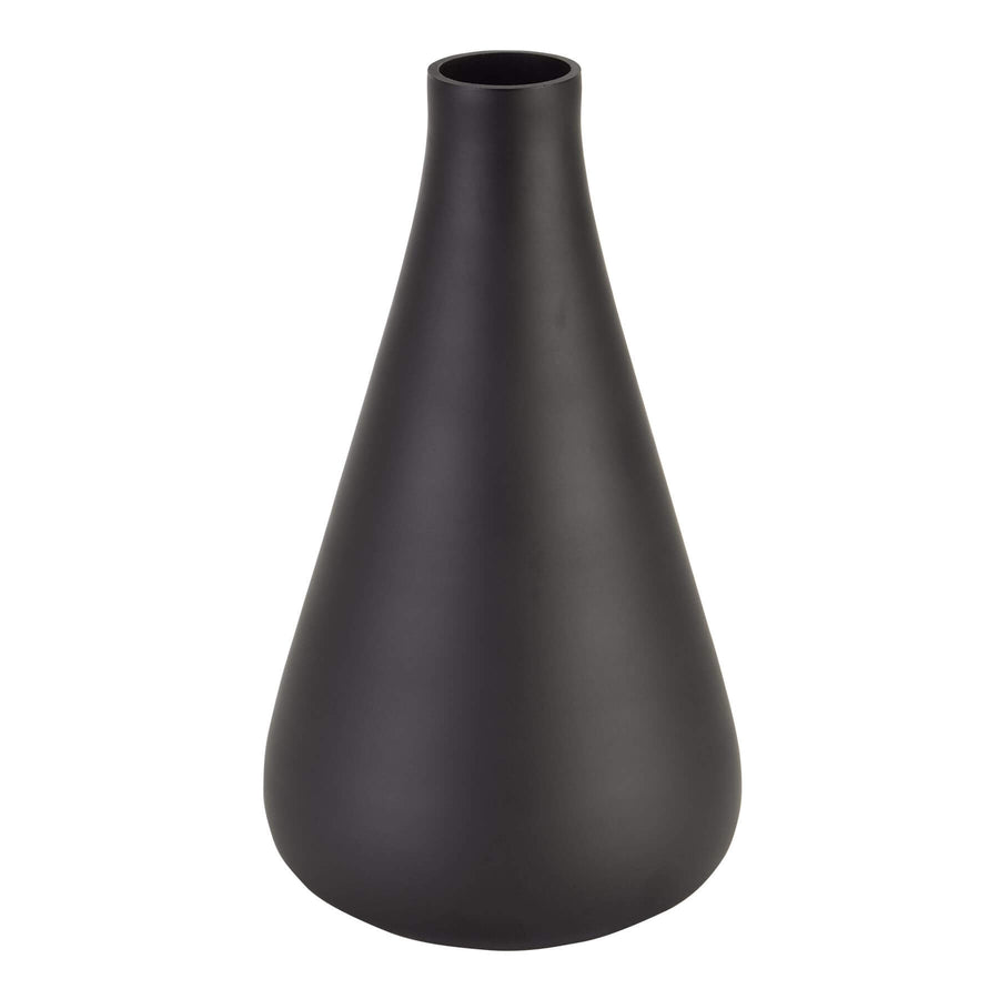 Hand-blown matte black glass vase, minimalist slender design for modern floral arrangements or standalone decor. by Sostter at brixbailey.com