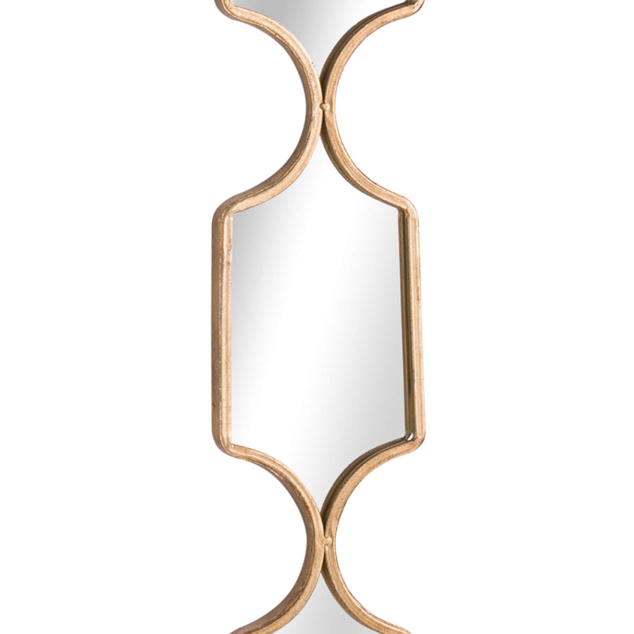 Square decorative hanging collage mirror in gold, modern geometric design with luxurious metal finish for wall decor. by Sostter at brixbailey.com