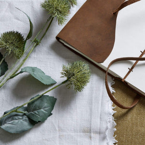 Artificial thistle stem with spherical head in natural green, 32-inch lifelike botanical decor for elegant floral arrangements (124 chars) by sostter at brixbailey.com