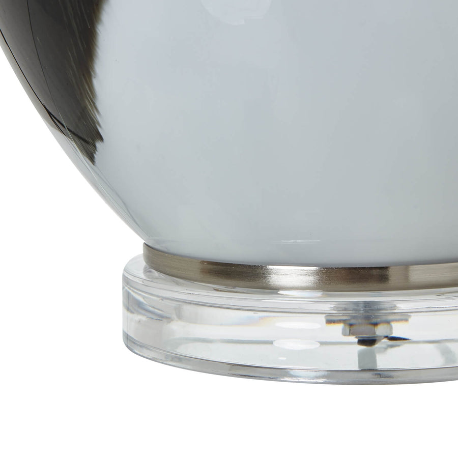 Grey ombre glass table lamp with linen shade, hand-blown base, modern home decor lighting by Sostter at brixbailey.com