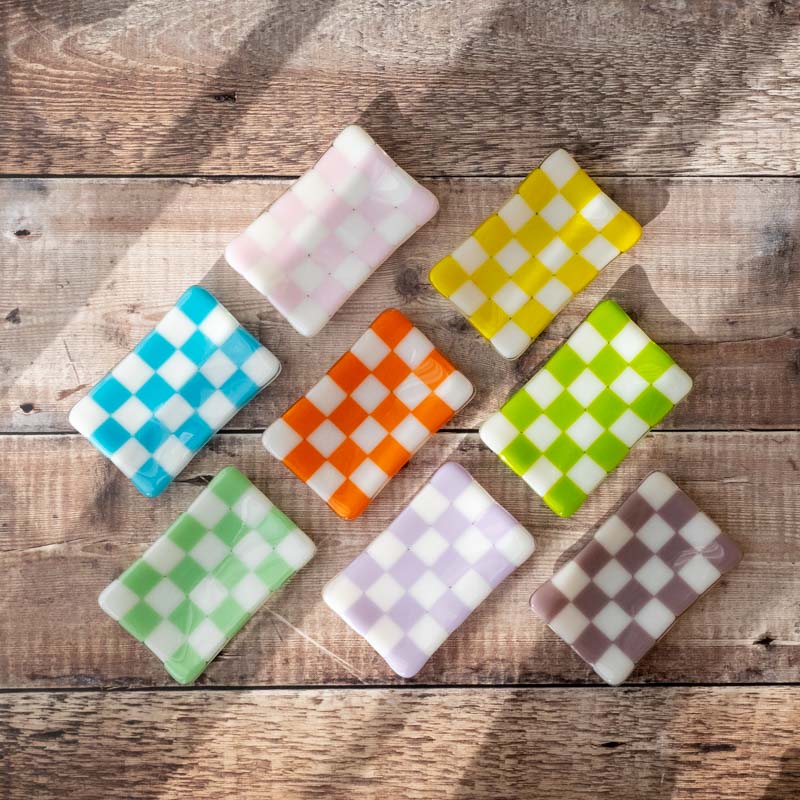 12x7cm Chequered White/Colour Small Tray - Bullseye Collection