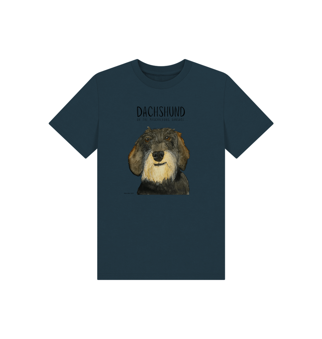 Mischievous Wire Haired Hot Dog Kids' T-Shirt – Small Pup, Big Attitude!