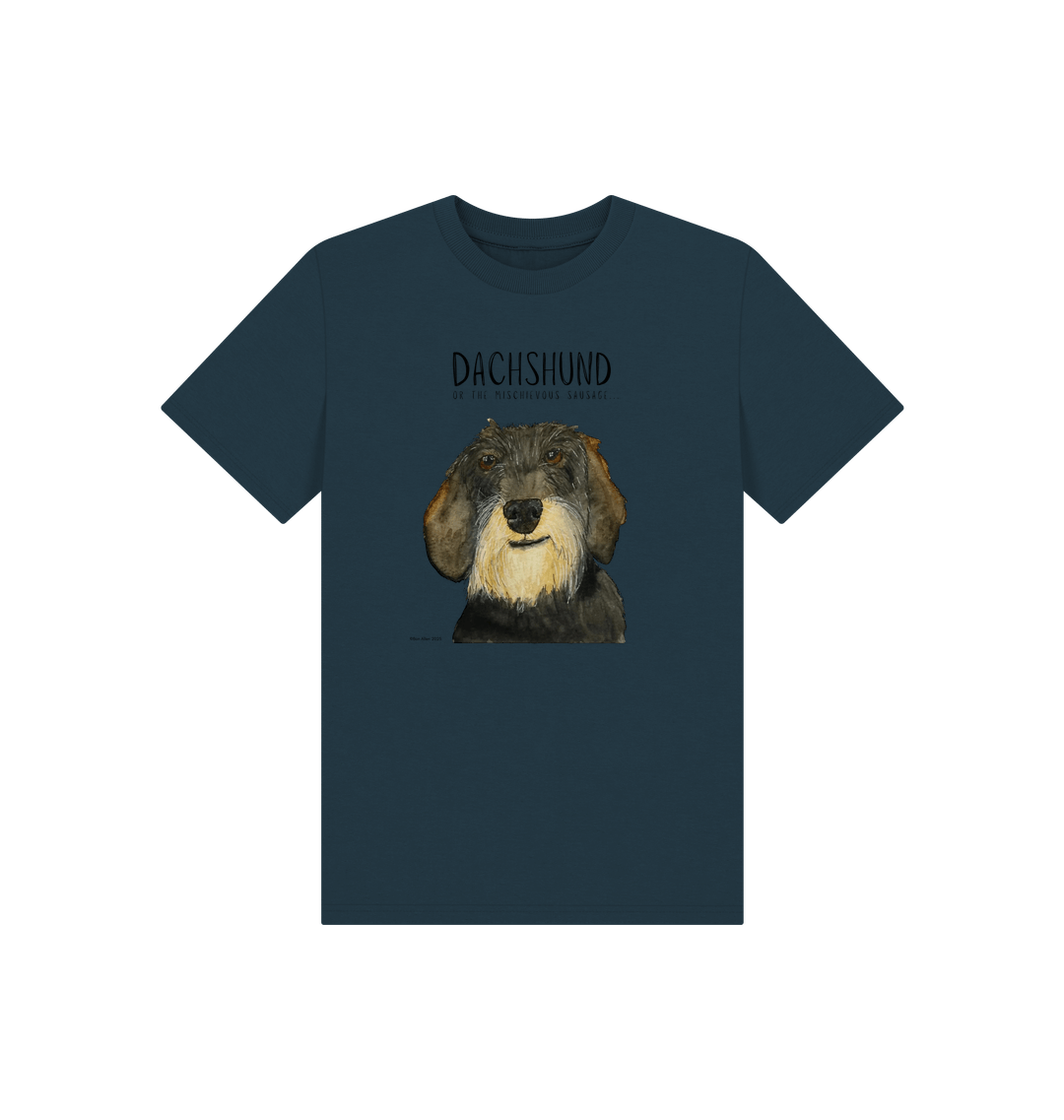 Mischievous Wire Haired Hot Dog Kids' T-Shirt – Small Pup, Big Attitude!