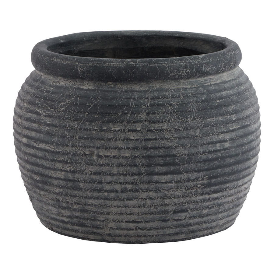 Embrace Interior Design Sophistication with the Amalfi Grey Rimmed Large Plant Pot - Perfect for Modern Spaces by Hill Interiors at www.brixbailey.com