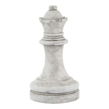 Handcrafted ceramic chess queen in classic white with antiqued finish, Mediterranean design, 29cm tall by Sostter at brixbailey.com