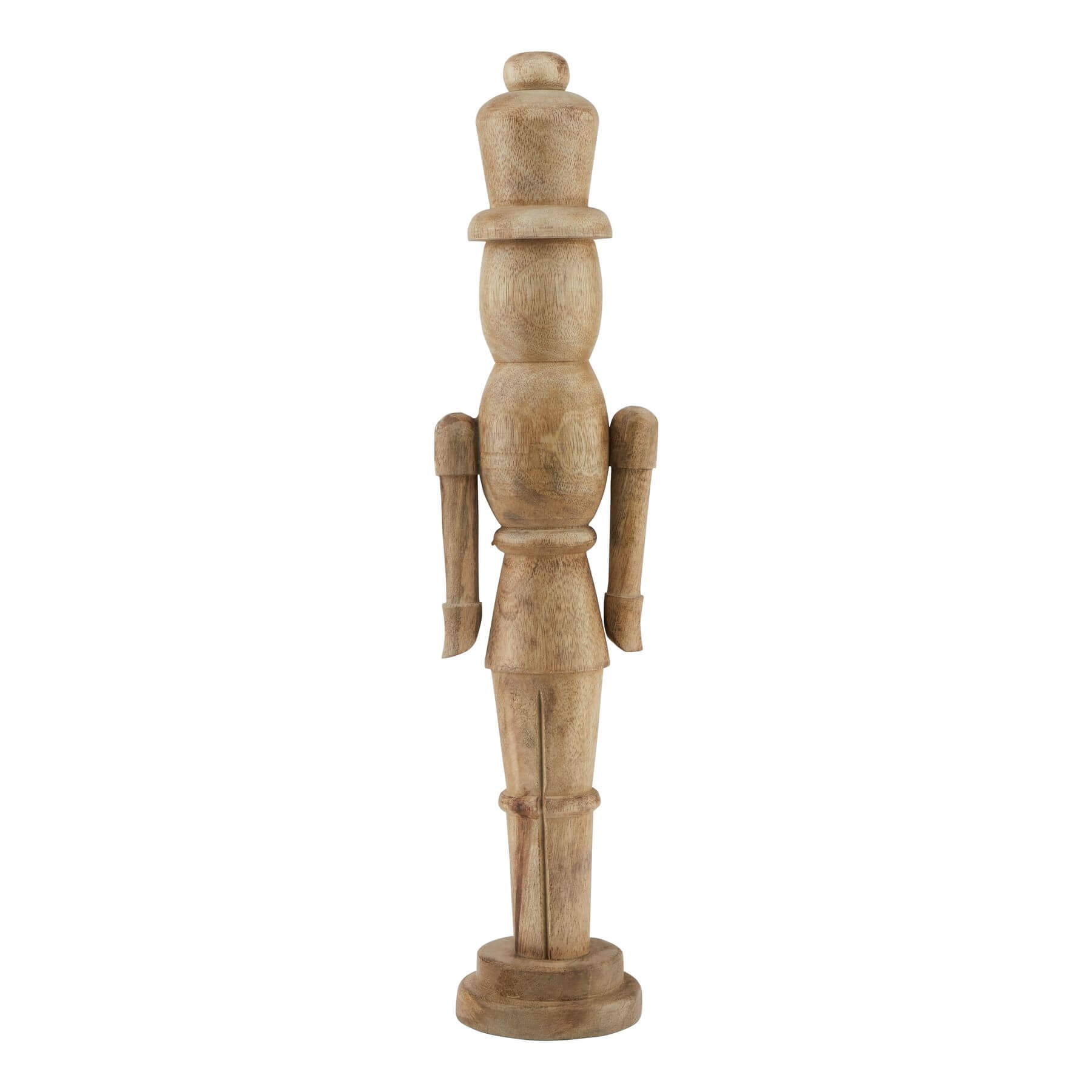 Handcrafted wooden nutcracker, 50cm tall, warm brown finish, classic silhouette with rustic details for holiday decor. by Sostter at brixbailey.com