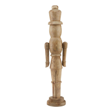Handcrafted wooden nutcracker, 50cm tall, warm brown finish, classic silhouette with rustic details for holiday decor. by Sostter at brixbailey.com