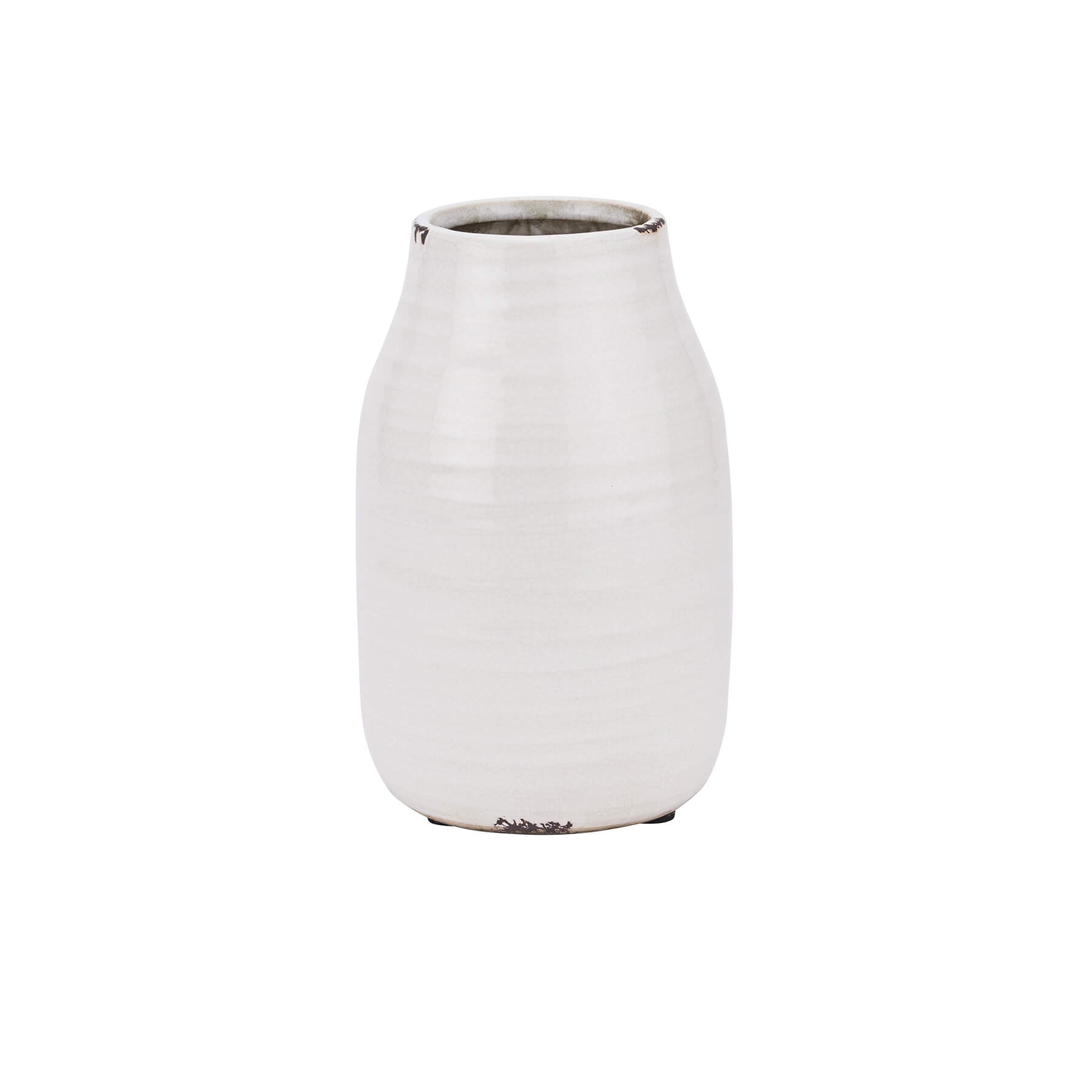 Handcrafted white ceramic vase with crackle-glazed texture, modern rustic design, perfect for floral arrangements or decor. by Sostter at brixbailey.com