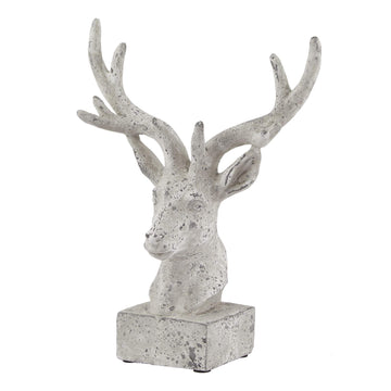 Handcrafted grey ceramic stag ornament with stone-effect finish and lifelike antlers for rustic home decor. by Sostter at brixbailey.com