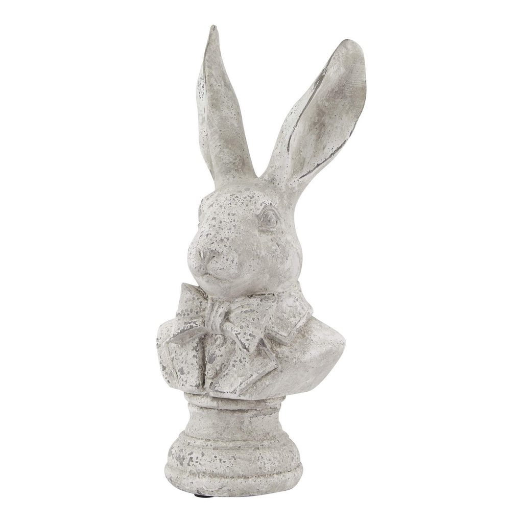 Tuxedo Hare sculpture in sophisticated grey ceramic with stone-effect finish, 38cm tall, classic European garden decor by RoomLondon at brixbailey.com
