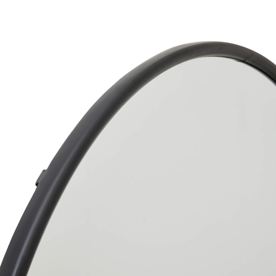 120cm floating black circle mirror with thin metal frame for modern decor, visually expands space by Sostter at brixbailey.com