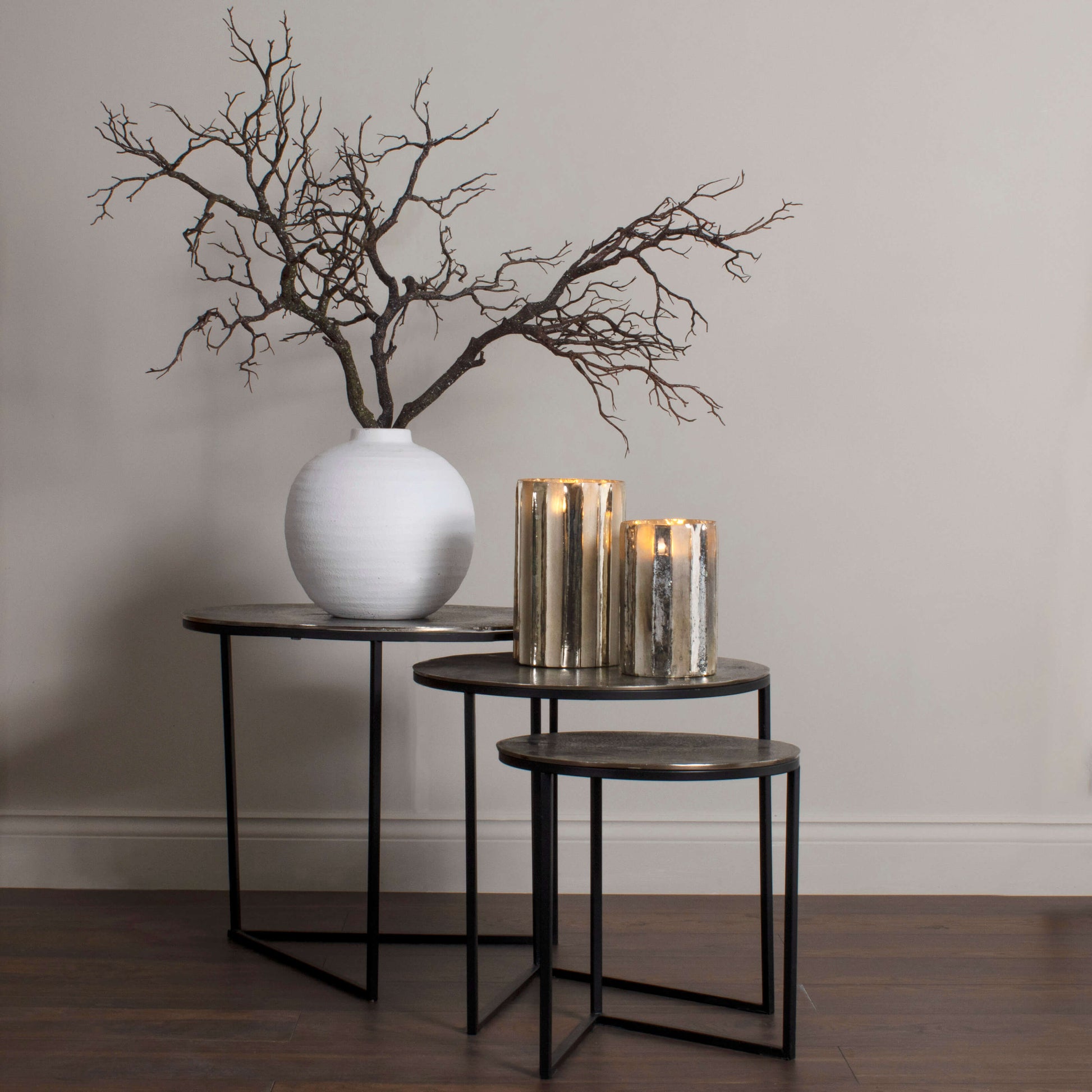 Lifelike artificial wood branch with white and green speckles, 93cm tall, perfect for modern home decor. by RoomLondon at brixbailey.com