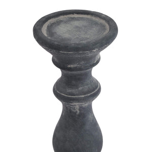 Grey ceramic column candle holder with matte finish, 30cm tall, elegant architectural home decor piece by sostter at brixbailey.com