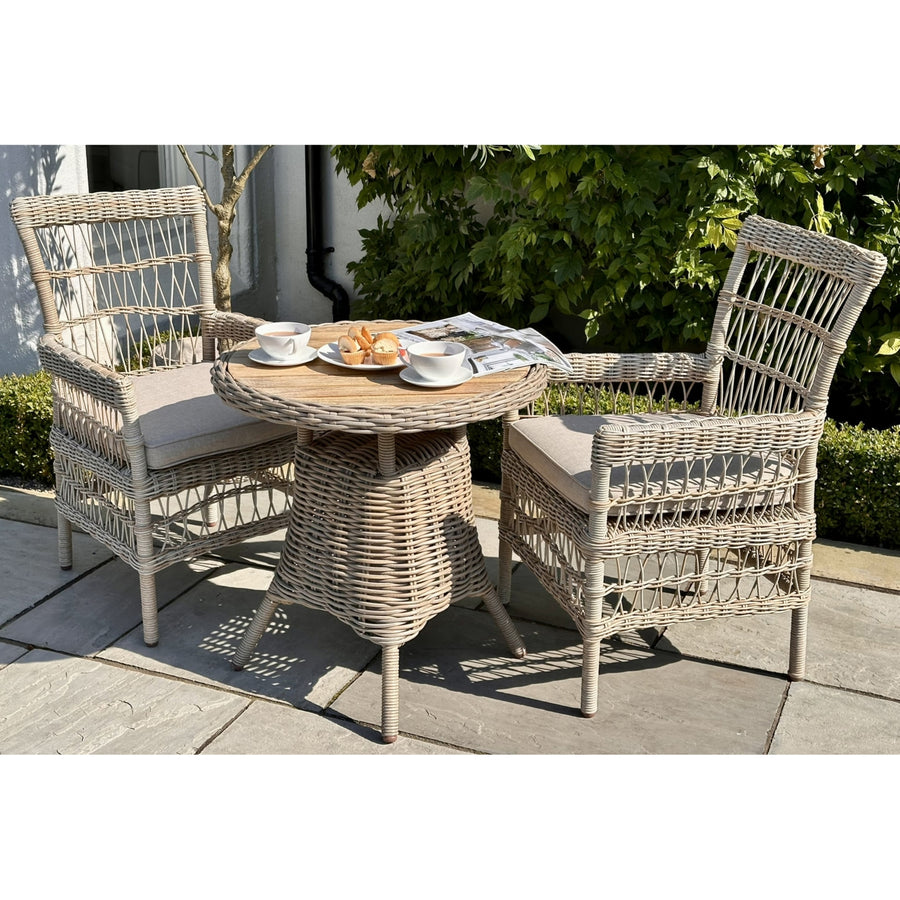 Amalfi Collection Outdoor Bistro Table with Glass Top - Beige, 72 cm Height, 70 cm Depth, 70 cm Width by Hill Interiors at www.brixbailey.com