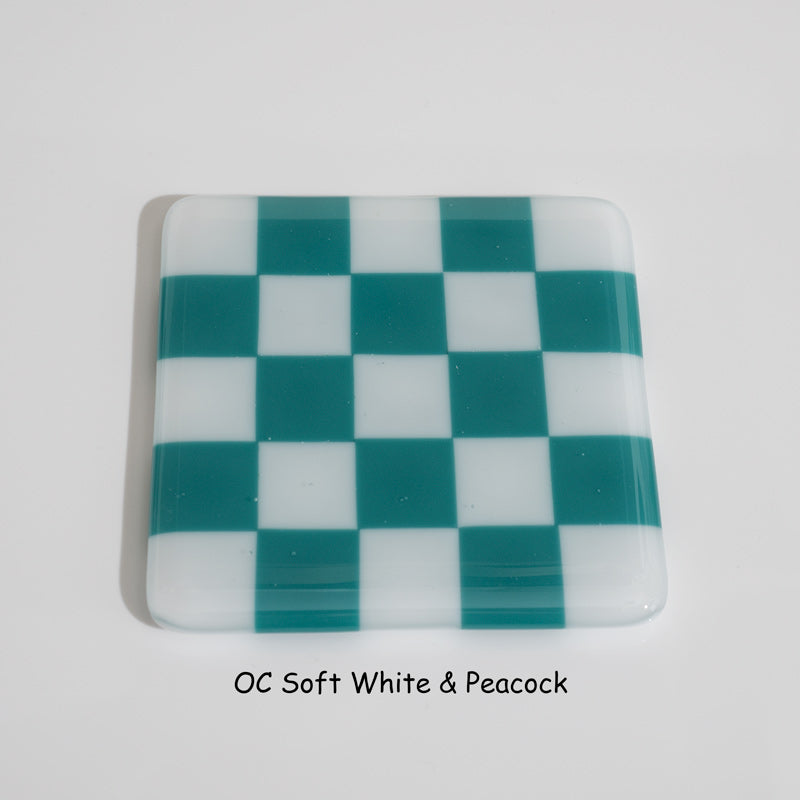 10cm Chequered Soft White/Colour Coaster - Oceanside Collection