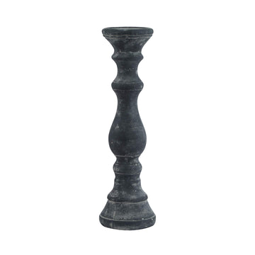 Grey ceramic column candle holder with matte glaze, 40cm tall, inspired by classical architecture by Hill Interiors at brixbailey.com