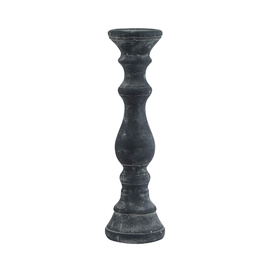 Grey ceramic column candle holder with matte glaze, 40cm tall, inspired by classical architecture by Hill Interiors at brixbailey.com