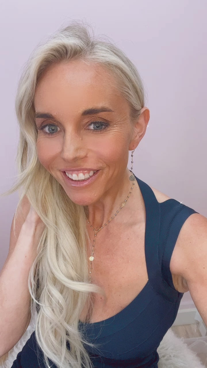 Emmah Earrings in Polished Pyrite and Labradorite