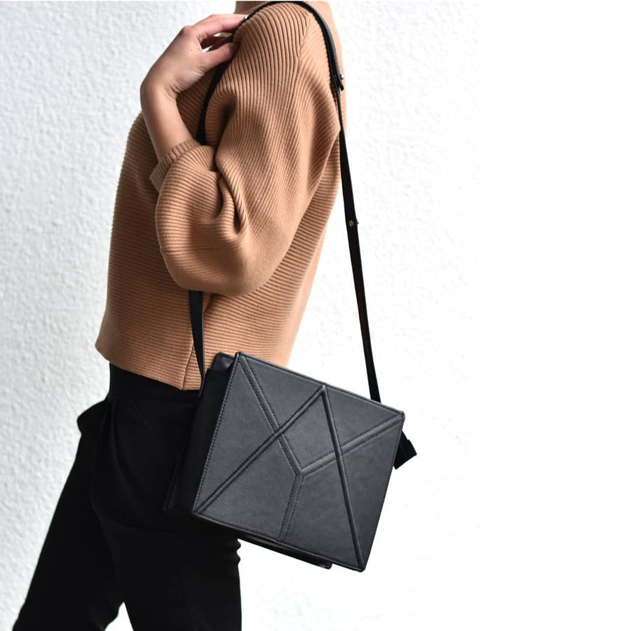 Handcrafted FACET Leather Shoulder Bag – Designed in Estonia by Gerda Retter Design at www.brixbailey.com