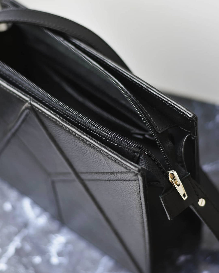 Handcrafted FACET Shoulder Bag in Quality Spanish Leather by Gerda Retter Design at www.brixbailey.com