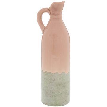 Handcrafted blush pink ceramic vase with dual-texture glaze, 46cm tall, for modern or rustic home decor. by Sostter at brixbailey.com