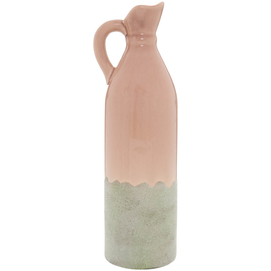 Handcrafted blush pink ceramic vase with dual-texture glaze, 46cm tall, for modern or rustic home decor. by Sostter at brixbailey.com