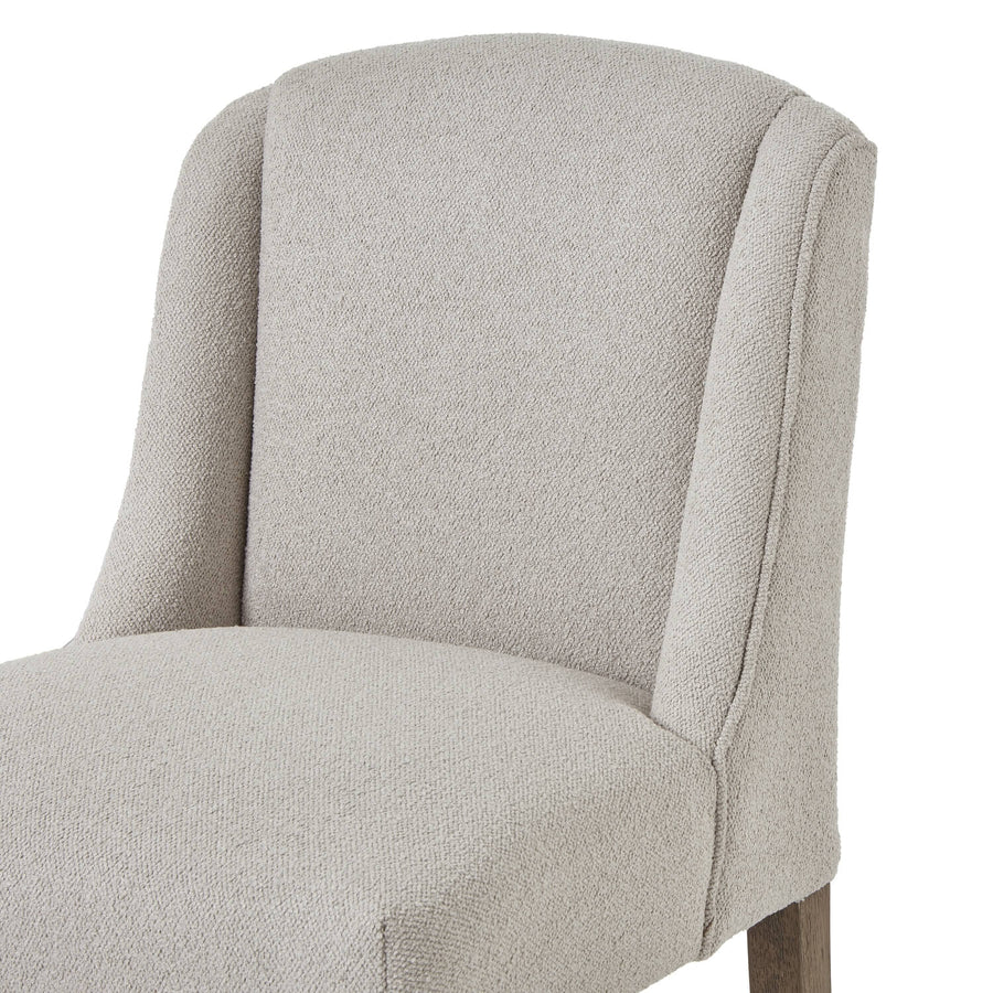 Compton Aspen Dining Chair with curved backrest, twill upholstery, and rustic wood frame for elegant dining spaces by Sostter at brixbailey.com