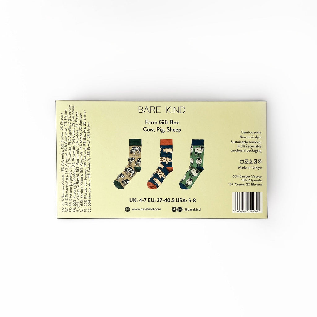Farm Animals Bamboo Socks Gift Box of 3