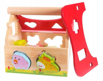 Brightly Colored Wooden Farmhouse Shape Sorter for Kids by Gerardo's Toys at www.brixbailey.com